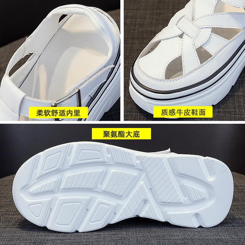 Little White Shoes for Women In the Summer of 2025, New Fashion Sandals, Hollow Thick Soles, 9 Cm Higher, Secretary Sticker Muffin Bottom