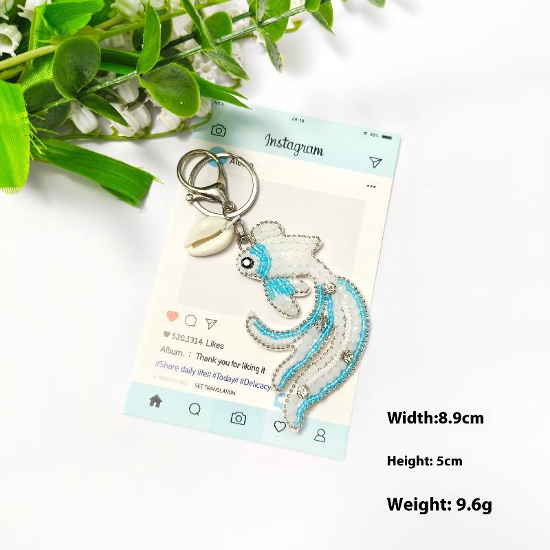 Rhinestone Beaded Bag Pendant Cute Handmade Beaded Keychain Creative Starfish Shell Dolphin Turtle Bag Accessories Diy Pendant