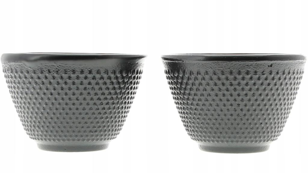 CAST IRON CUPS 6x CUPS CAST IRON TEA SET BLACK ENAMEL 100ML