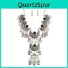 Retro Water Drop Necklace Earrings With Electroplated Alloy Chain For Elegant Gift Giving