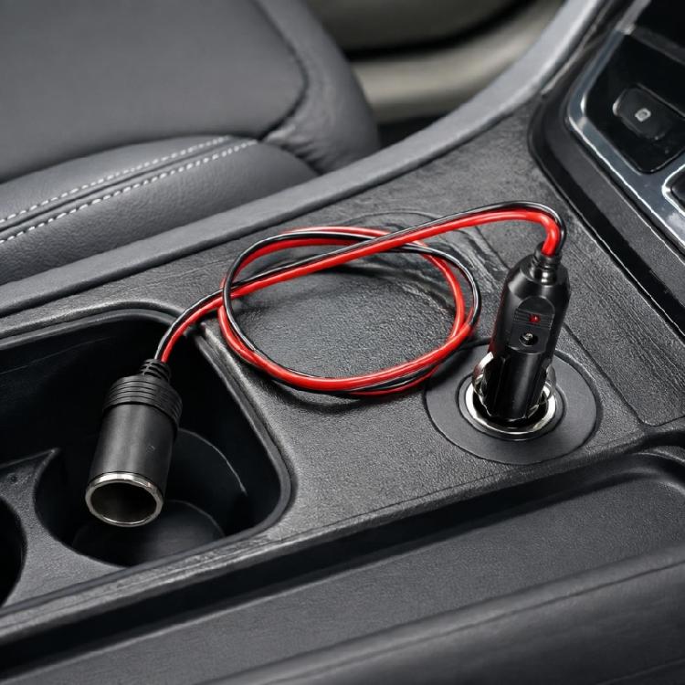Vehicle Power Extension Cable with Male and Female Connectors, LED Power Indicator, and 12 V to 24 V Operation