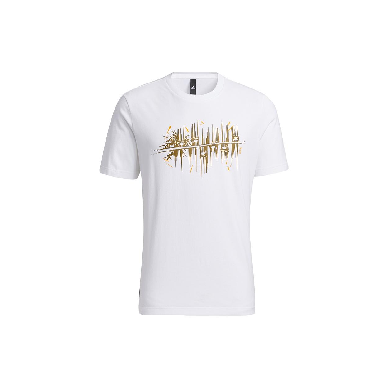 Men s adidas Wj Story Tee Martial Arts Series Printing Sports Round Neck Short Sleeve White T-Shirt H39333 XXL