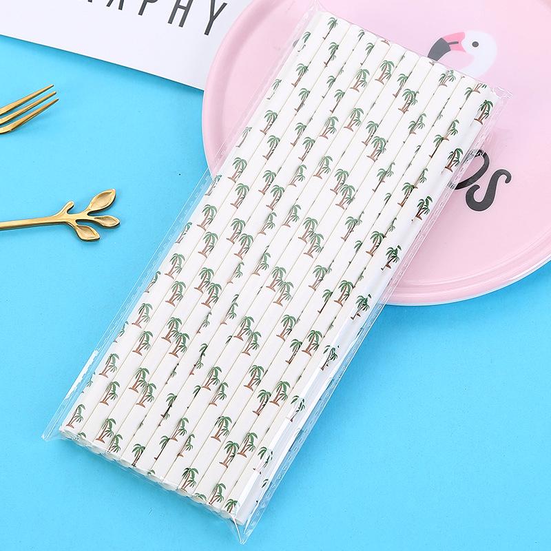 25Pcs Coconut Tree/Turtle Leaf /Cactus Drink Juice Paper Straws Children Birthday Party Decorations