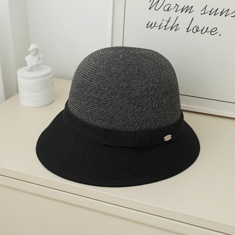 Sunscreen visor hat big eaves hat bucket hat women's basin hat, foldable sunscreen flat top straw hat seaside beach hat women
