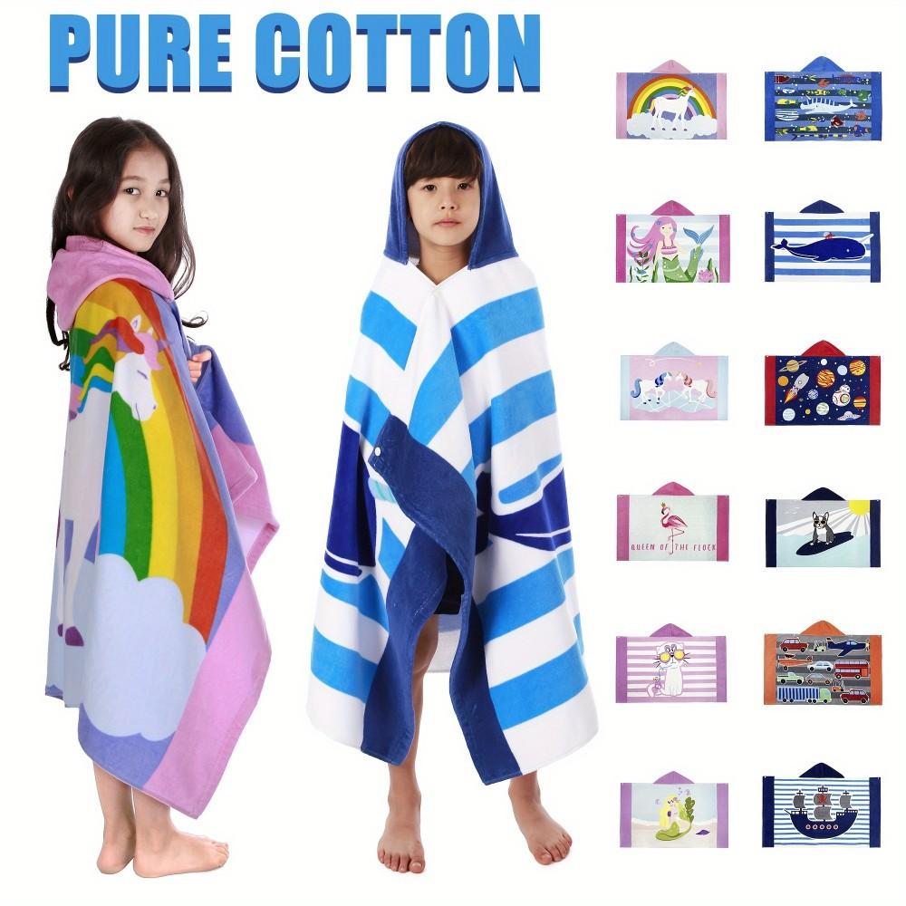 Beach Towel Style Water Absorption Thickened Children Can Wear Cotton Hooded Bath Towel Extended Cape