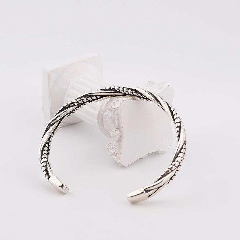 Sterling Tone Woven Twist Wrist Bracelet Bangle Women Retro Korean For Men Hand JewelryRetro Wrist Bracelet