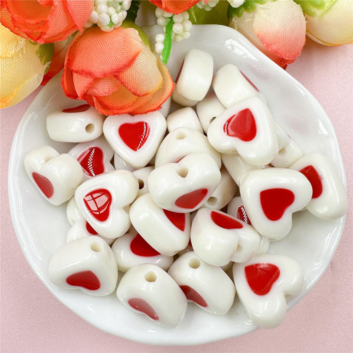 

Высокое качество 60 шт. 14,4*12,9 мм акриловые ювелирные изделия DIY ювелирные аксессуары для изготовления браслетов и сережек свободные бусины двухцветные материалы из бисера сердце любви вино красного