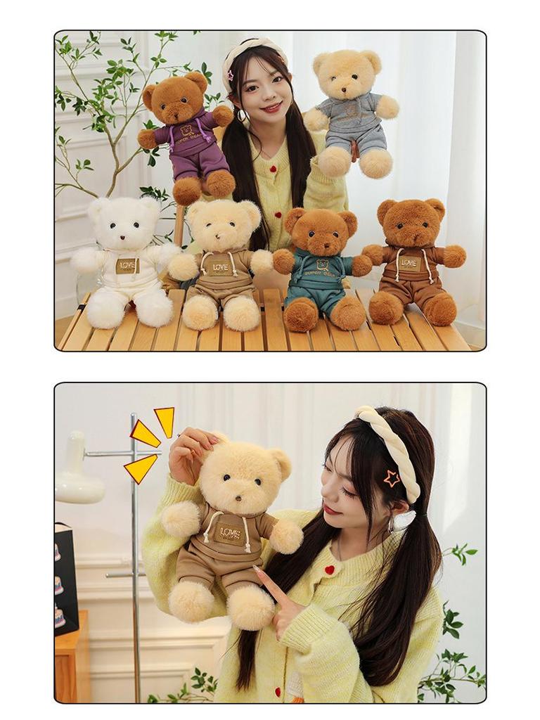 Plush Teddy Bear Doll in Hoodie - Sitting Version, High-Grade Wedding Toy