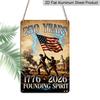 2D Flat Decorative 8×12 Inch Aluminum Plaque Metal Sign | 250 Years Founding Spirit (1776-2026): Revolutionary Soldiers & US Flag; Honor America's