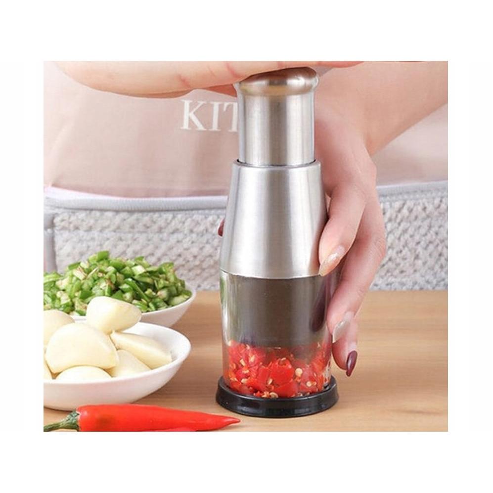 Zola Automatic Rotation Vegetable Chopper 5 Blades Stainless Steel Manual Dicer 16x6cm Black/Silver