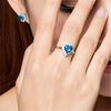 Foreign Trade Ring Ocean Heart -Shaped Micro -Setting Ring Titanic Open Adjustable Heart -Shaped Blue Crystal Ring