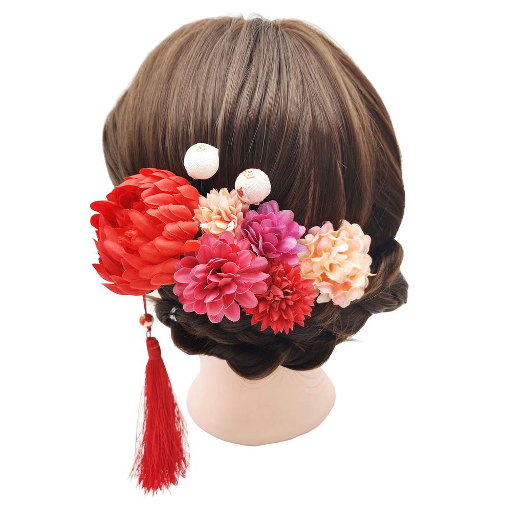 [Shoki Manufacturing] Japanese Style Hair Ornament 9-Piece Set: Maiko-style Hair Ornament, Tsumami-zaiku Hair Clip, Flower Hair Clip, for