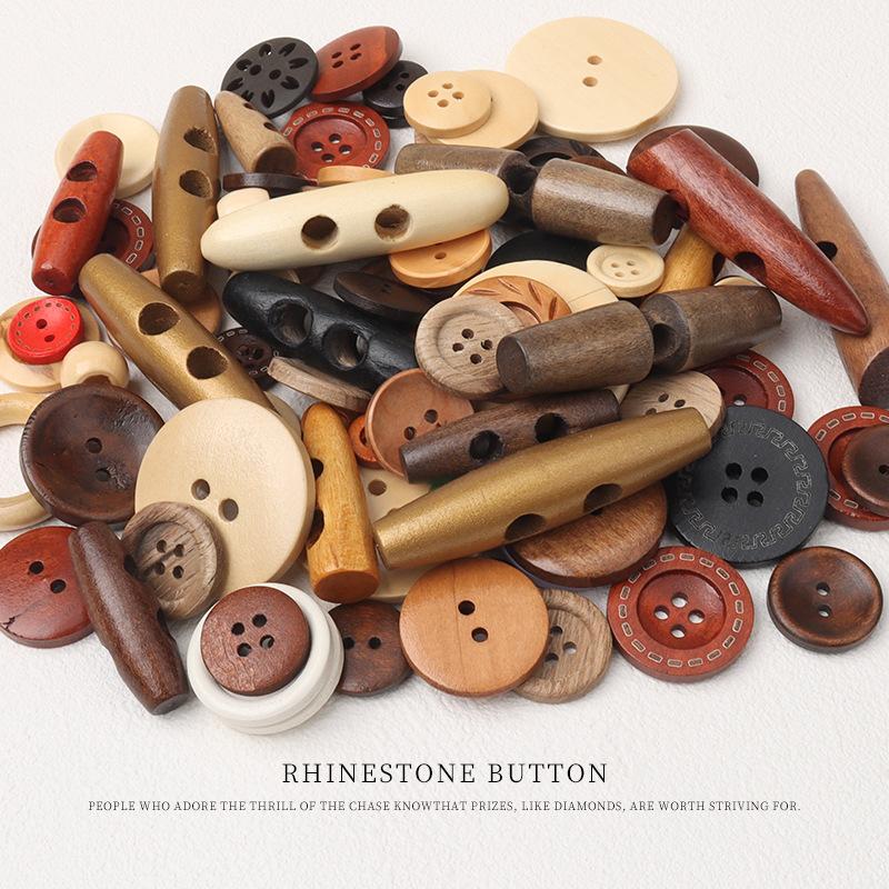 10Pcs Boxed Flawed Wood Buttons Diy Handmade Buttons Painting Material Pack Kindergarten Paste Creative Wooden Buttons