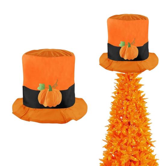 Thanksgiving Top Hat Pumpkin Design Top Hat Novelty Tree Topper Decoration for Thanksgiving Halloween Party Costume Cosplay Accessories