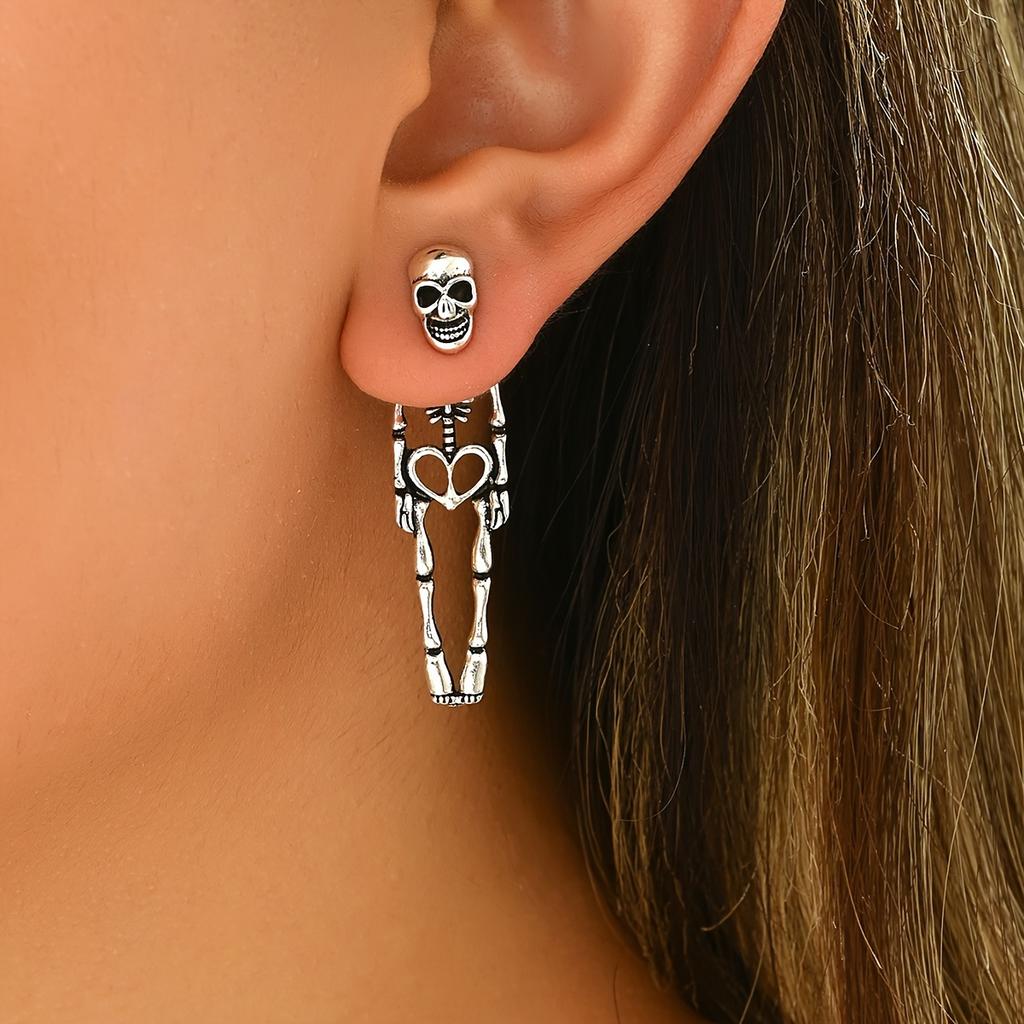 1 Pair of Gothic Skull Earrings for Ladies - Dangle Pendant Earrings, Essential for Everyday Wear and Halloween Parties, Skull-Motif Jewellery