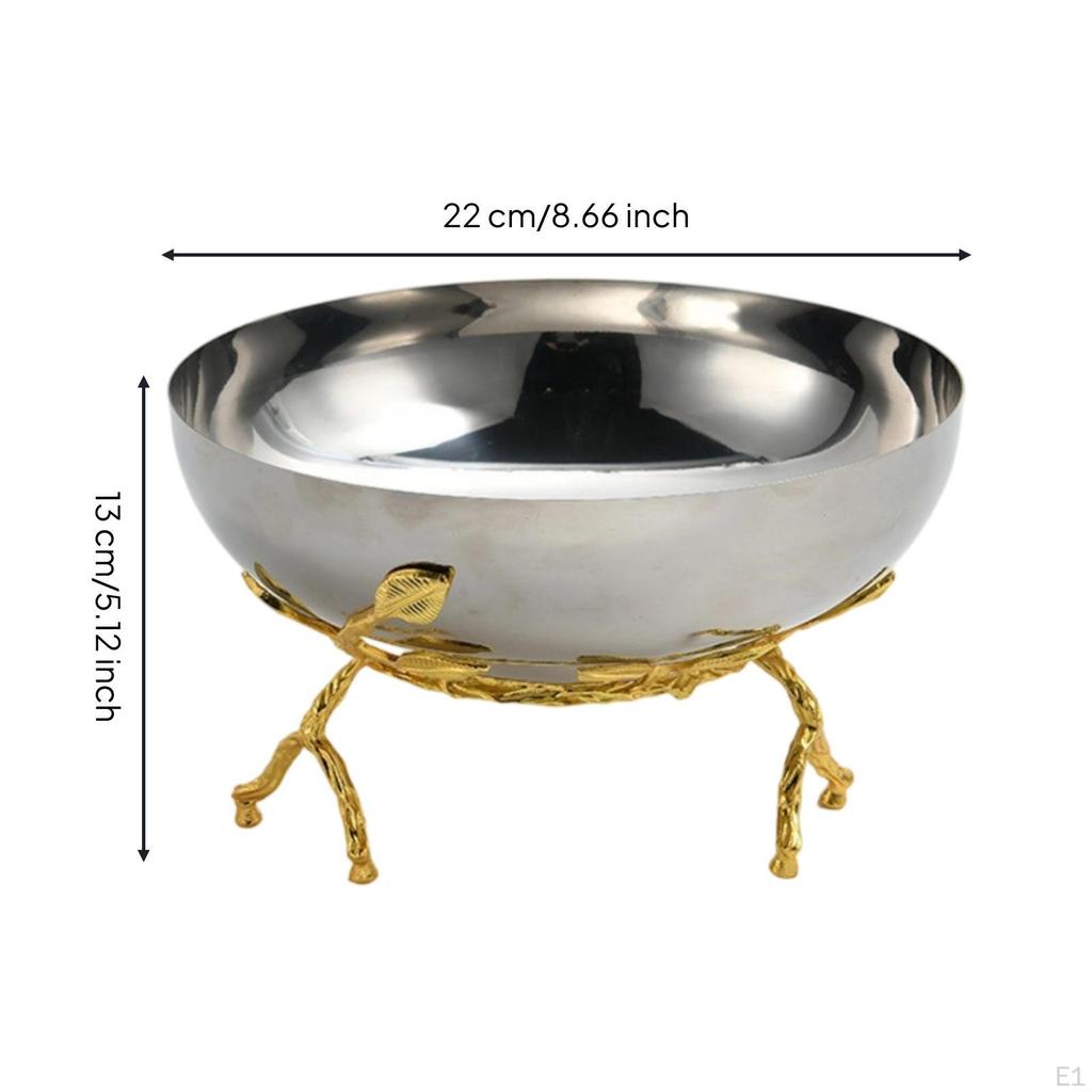 Decorative Bowl with Stand Stainless Steel Serving Dish Polished for Dining Table,