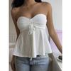 2026 Summer Hollow Out Women Tube Top New Sweet Lace-up Strapless Blouse Slim Fit Loose Sleeveless Top Solid Color Simple A-line Backless Sexy Shirts