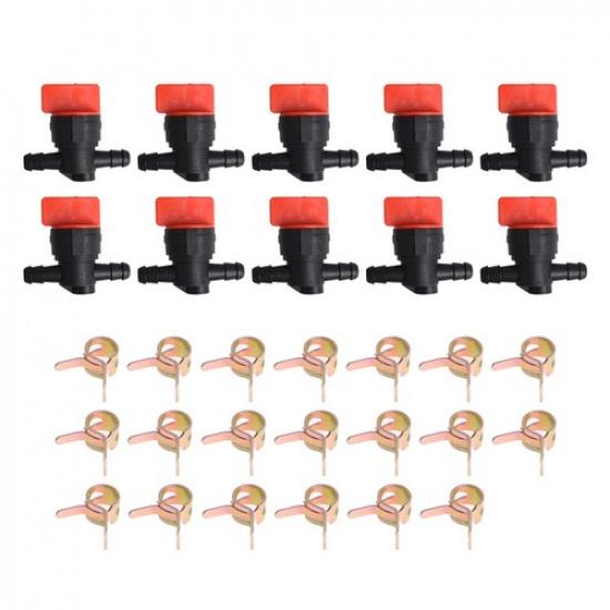 (10) 1/4" In-Line Straight Fuel Gas Shut-off / Cut-off Valves Petcock Motorcycle