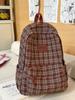 Schulrucksack Herbst und Winter Neu Retro Karo Literarischer Stil Studenten Klassenzimmer Rucksack Koreanische Ins Atmosphäre Wollrucksack