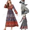 Amazon Best-selling Women's Clothing, European and American Autumn New Long-sleeve Bohemian Dress, Casual Vacation Beach Dress for Women