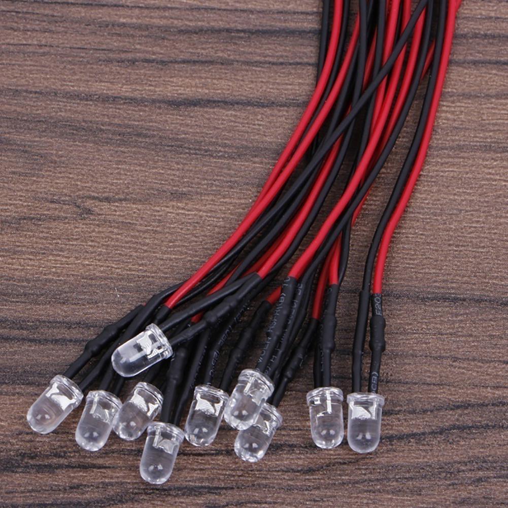 10 Stück 20 cm 3 mm/5 mm LED-Lampenkabel, vorverkabelt, DC-emittierendes Diodenlicht