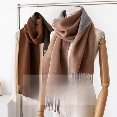 Lamb Wool Solid Color Large Scarf Autumn and Winter New Double Sided Wool Scarf Versatile Thickened Warm Shawl Dual Use