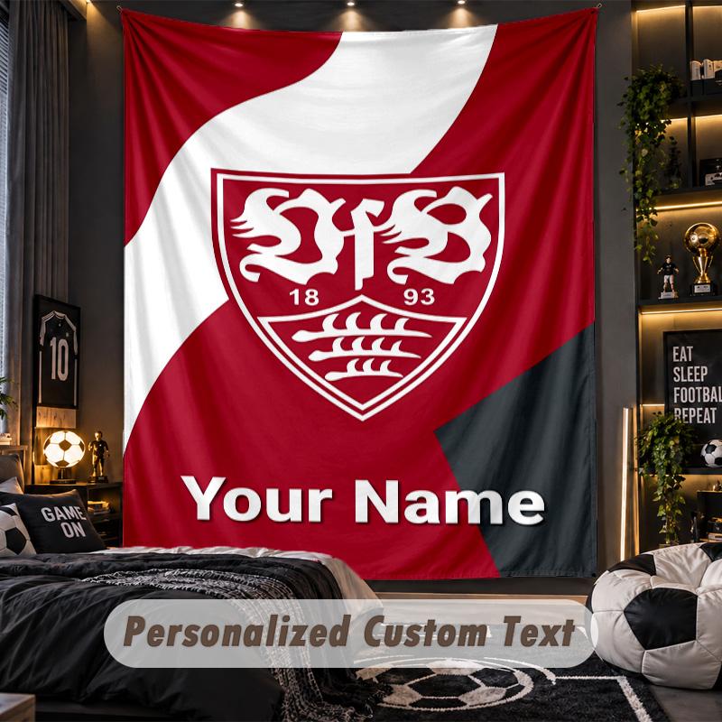 Wandbehang VfB Stuttgart FC Benutzerdefinierter Name Text Personalisierter Wandbehang Wandteppich Heimwanddekoration