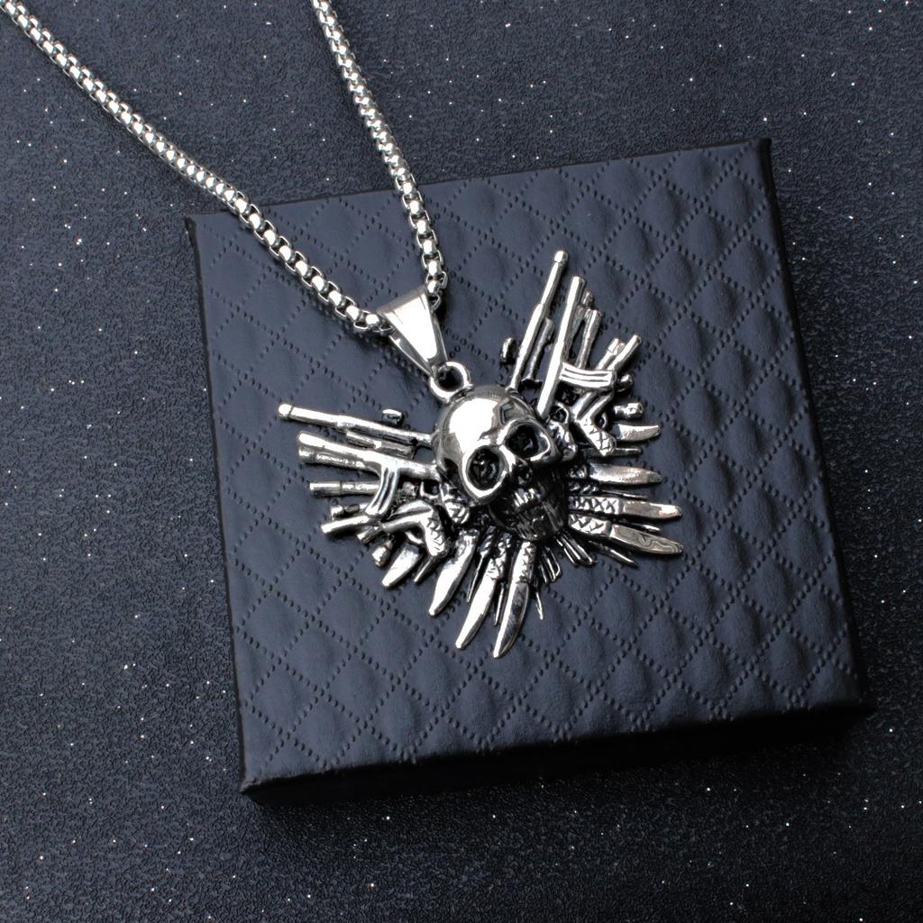 Vintage Κρεμαστό Κόσμημα Sharpshooter, Κολιέ με Κρεμαστό Πιστόλι Κεφάλι Κρανίου, Ένα Δώρο για τον Φίλο μου