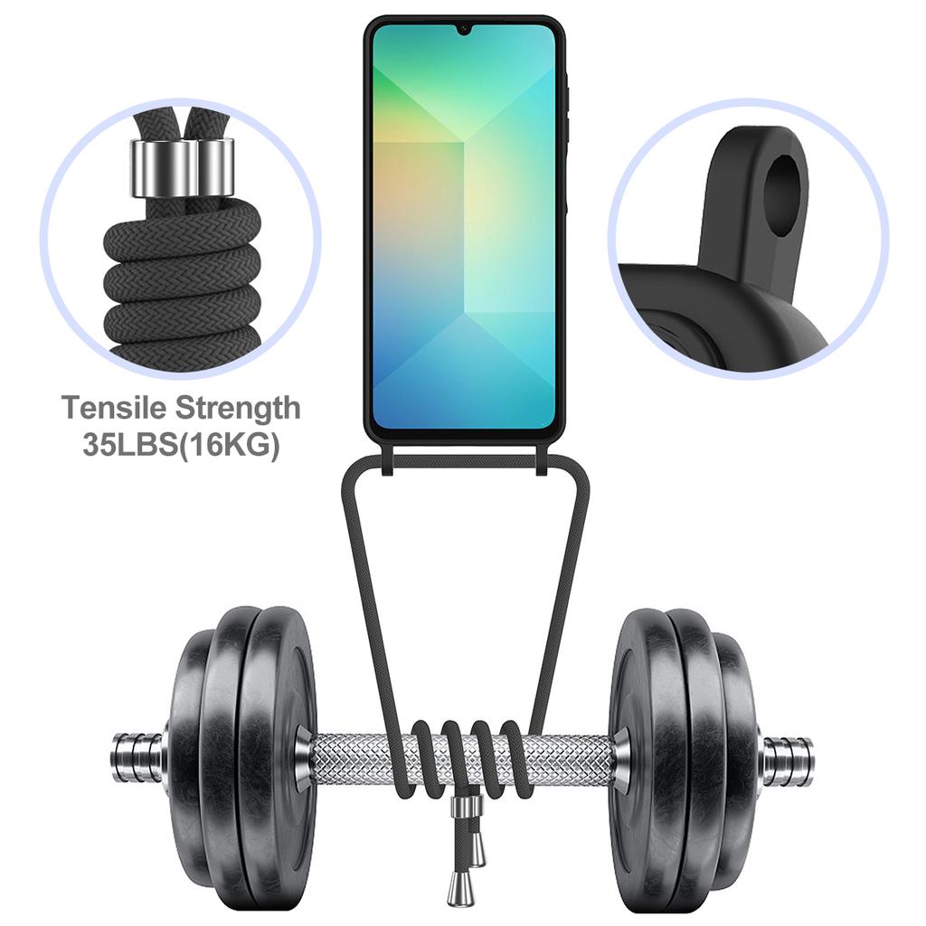 For Samsung Galaxy A07 5G/Galaxy A07 Case Liquid Silicone Card Holder Back Phone Cover with Lanyard