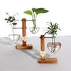 Creative “Love”-Shaped Hydroponic Glass Vase — Wooden Living Room Flower Arrangement Decor Set, for Fresh or Dried Plants, Trans