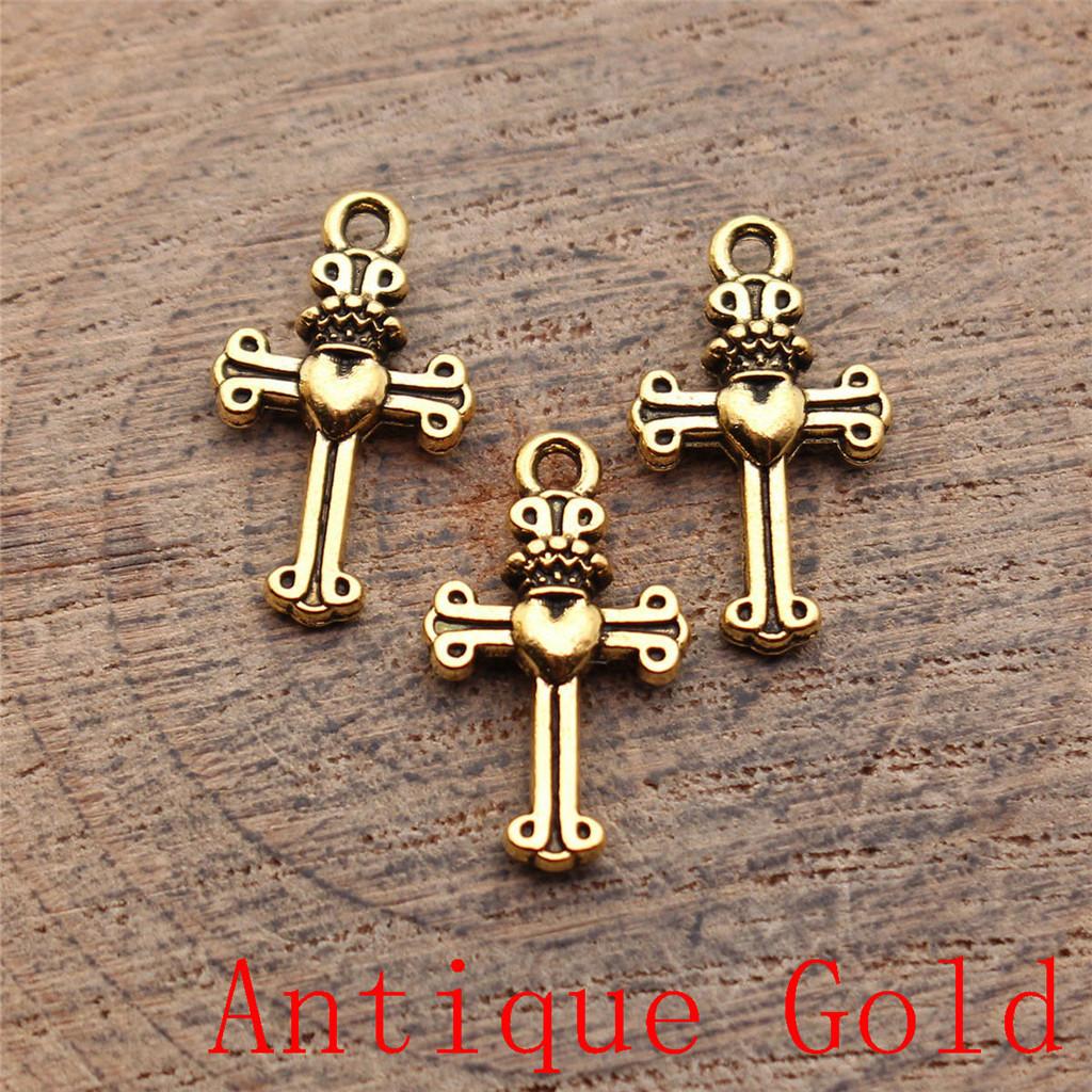 Heart Cross Shaped Charms Pendant For Bracelet Necklace Jewelry Making Craft Findings
