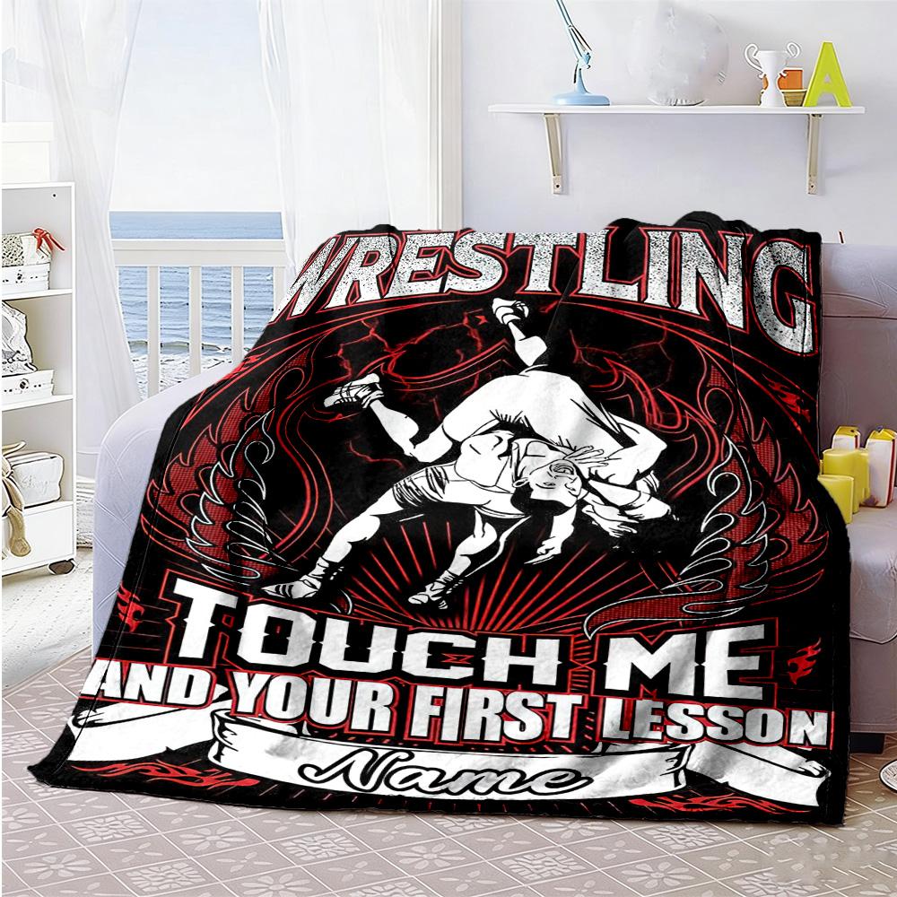 Wrestling6 Customize Your Name Blanket Multi-purpose Personalized Blanket Soft Warm Cozy Throw For Office Chair Couch Bed Office for All Occasions