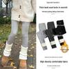 Women's High-Waist Lambswool Ribbed Leggings: Fleece-Lined, Thick, Cotton, Slim-Fit Autumn/Winter Pants for Warmth