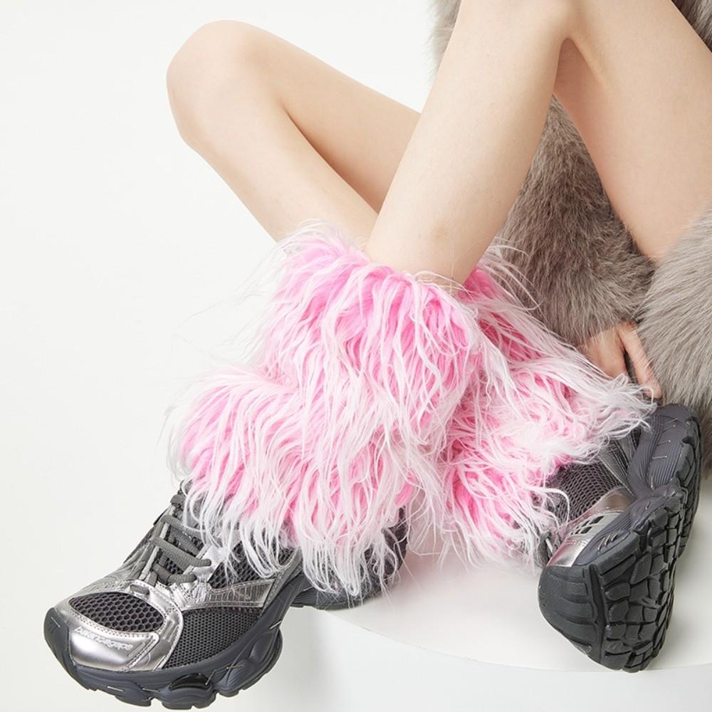 Harajuku Furry Leg Warmers Y2K Aesthetic Winter Leg Coverings Faux Fur Leg Warmers  Streetwear