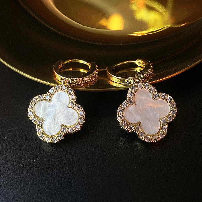 High-End Women's Green Four-Leaf Clover Dangle Earrings - 2025 Trendy Fashion Jewelry