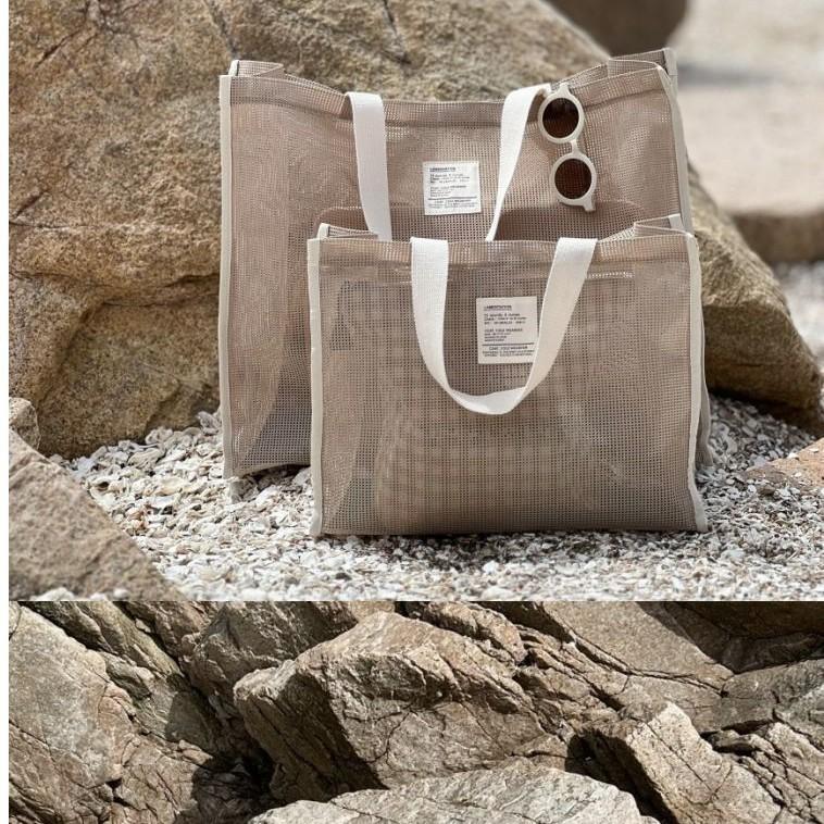 Korean INS Beach Bag Storage Bag Large Capacity Swimming Sports Fitness Bag Handheld Hollow Mesh Bag