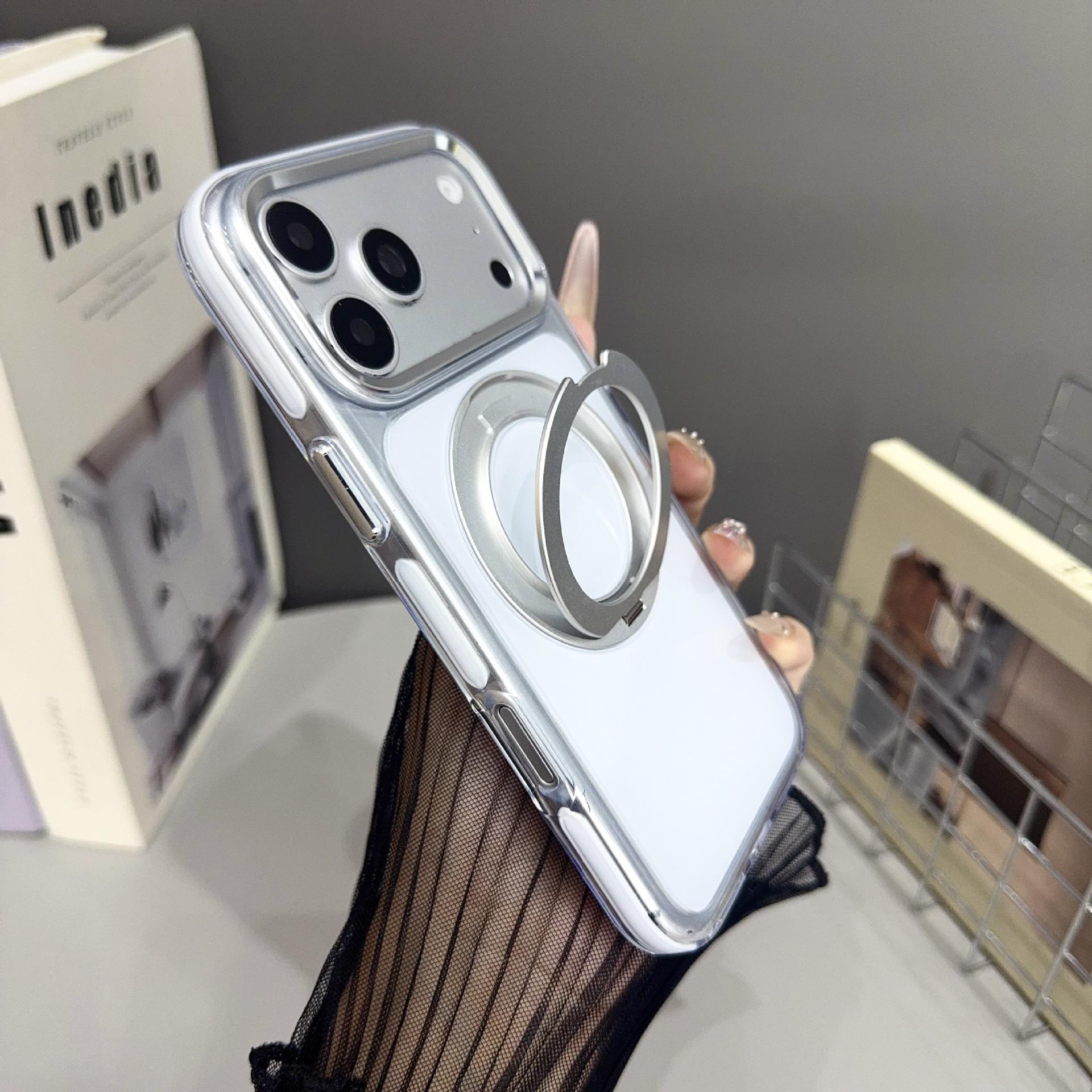 

iPhone 17 Pro Max Dual-Color Ice Crystal 360 Holder Full Coverage Protective Case iPhone 17 Pro
