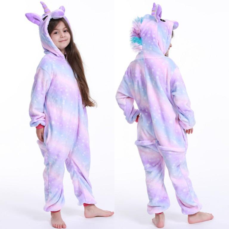Rainbow Stars Pegasus Unicorn Flannel Onesie Pajamas for Couples
