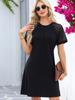 2025 Women's European & American Fashion Lace Short-Sleeved Dress with Knee-Length Skirt