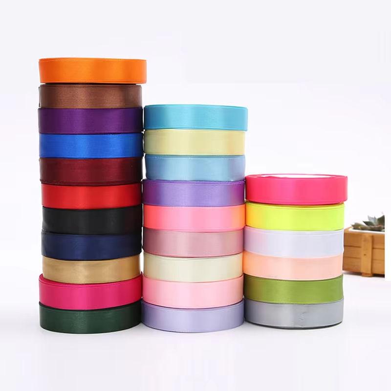 Wire Edge Grosgrain Ribbon Custom Gold Foil Logo Eco-Friendly Polyester Satin Roll Wedding Birthday Christmas Holiday Gift