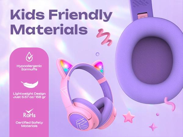 PowerLocus Bobo CAT Wireless LED AUX Headphones for Kids