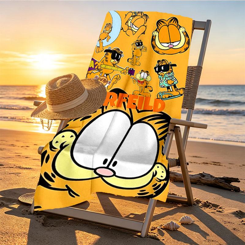 Garfield Print Beach Towel Design, Soft, Lightweight. for Home Bathroom, Spa, Pool, Yoga, Surfing, Camping, Gift for Family, Friend