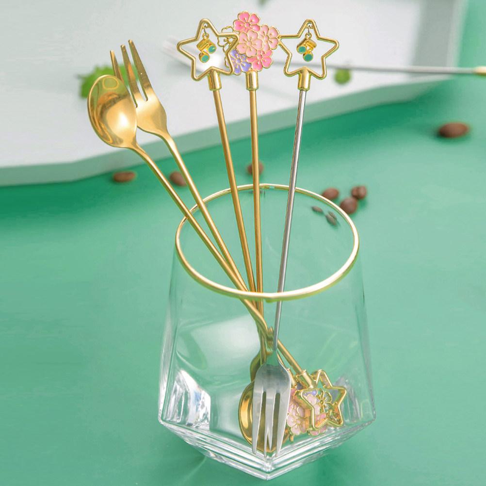 2Pcs Fork Spoon Premium Stainless Steel Coffee Dessert Flatware Japanese Style Tableware Kitchen Supplies