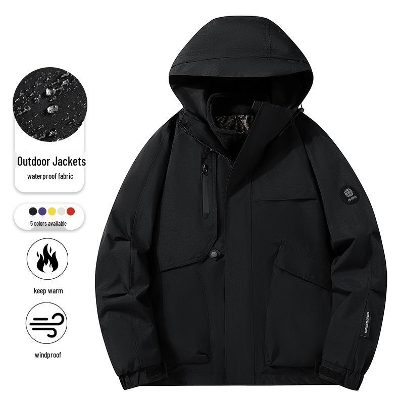 Men's Trendy Hooded Windproof Waterproof Jacket - Autumn/Winter Mountain Style Outerwear