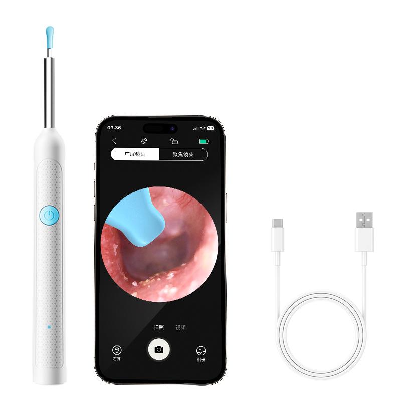 Wireless WiFi Ear Camera Otoscope with Light - HD Visual Ear Cleaning Kit, Smart Earwax Removal Tool with App Monitoring