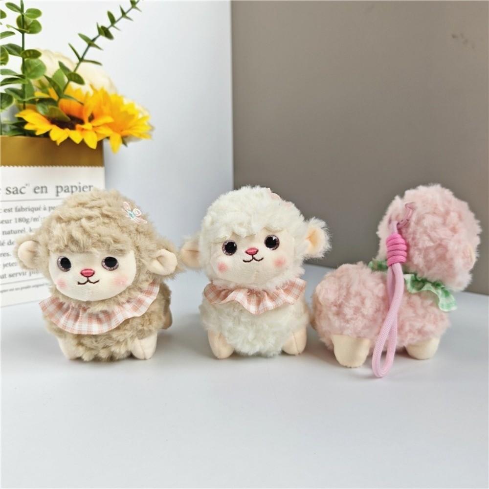 Lamb New Year Sheep Plush Keychain Ornaments Fluffy Lamb Pendant Sheep Plush Doll Bedroom Decor