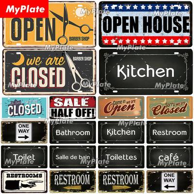 [MyPlate] Segno Metallico Aperto/Chiuso Targa Vintage Negozio Targhe Latta Segno per Bar Decorazione Placca Decorazione Murale Segno per Barbiere/Cucina/Toilette