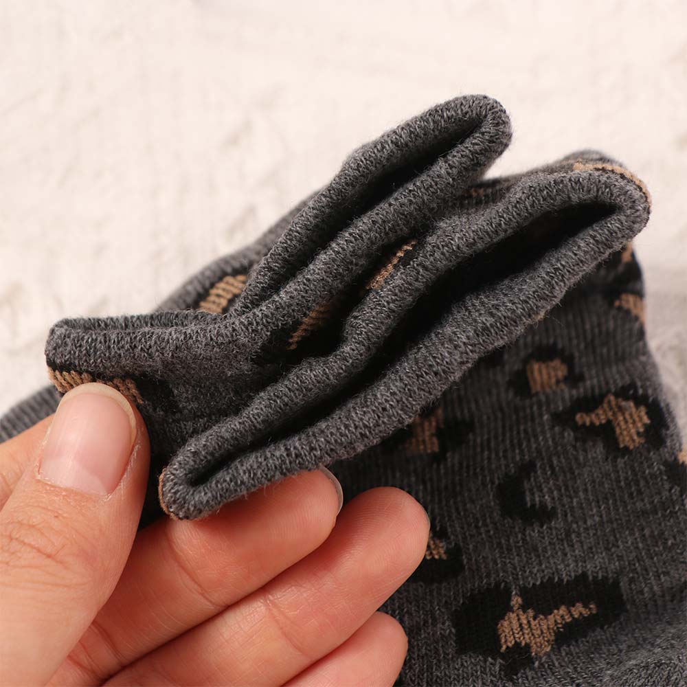5 Pairs Korean Style Famale Tube Socks Soft Mid-Calf Socks Hosiery Leopard Print Socks  Streetwear