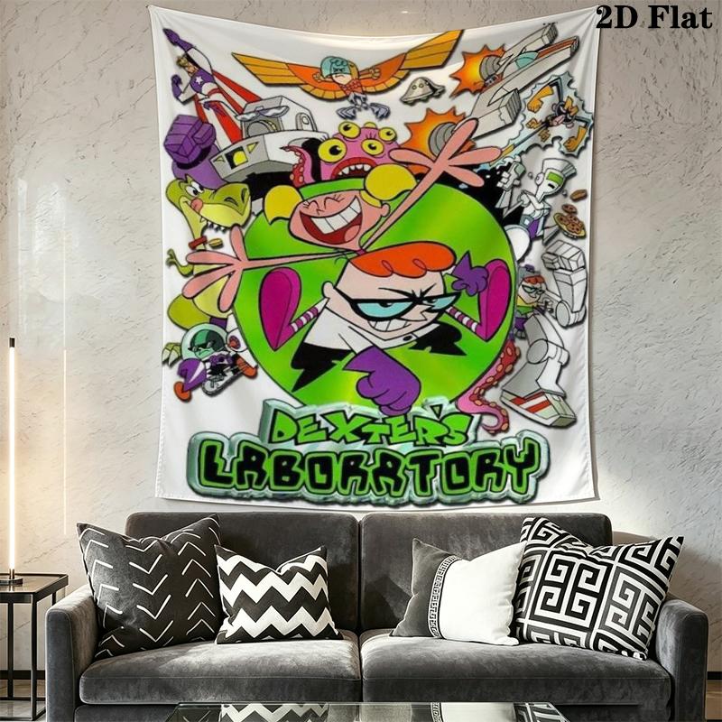 Dexter's Laboratory Wall Tapestry Aesthetic Wall Hanging Printed Fabric Blanket Decorative Tapestries for Bedroom Living Room Home Decor