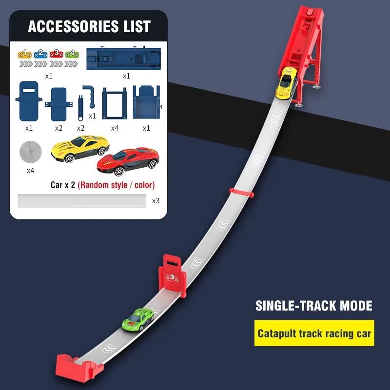 Stunt Speed Double Car Wheels Model Toys For Kids Racing Track Diy Assembled Rail Kits Educational Interactive In Stock
